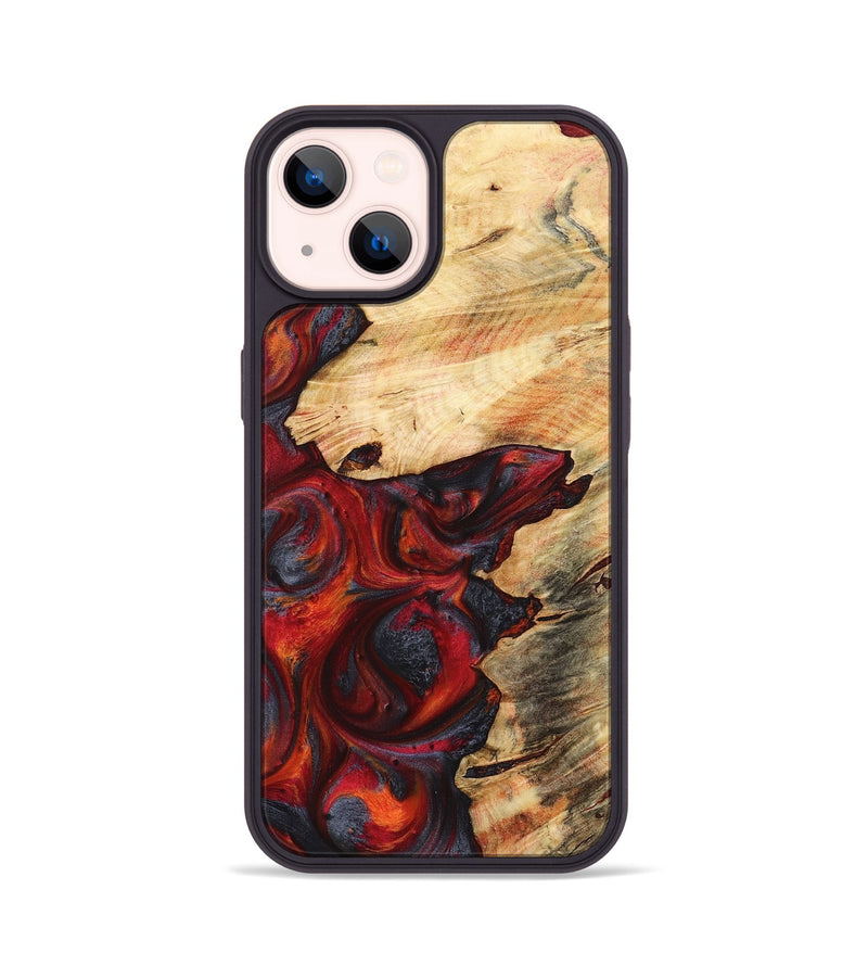 iPhone 14 Wood+Resin Phone Case - Ashlee (Red, 719597)