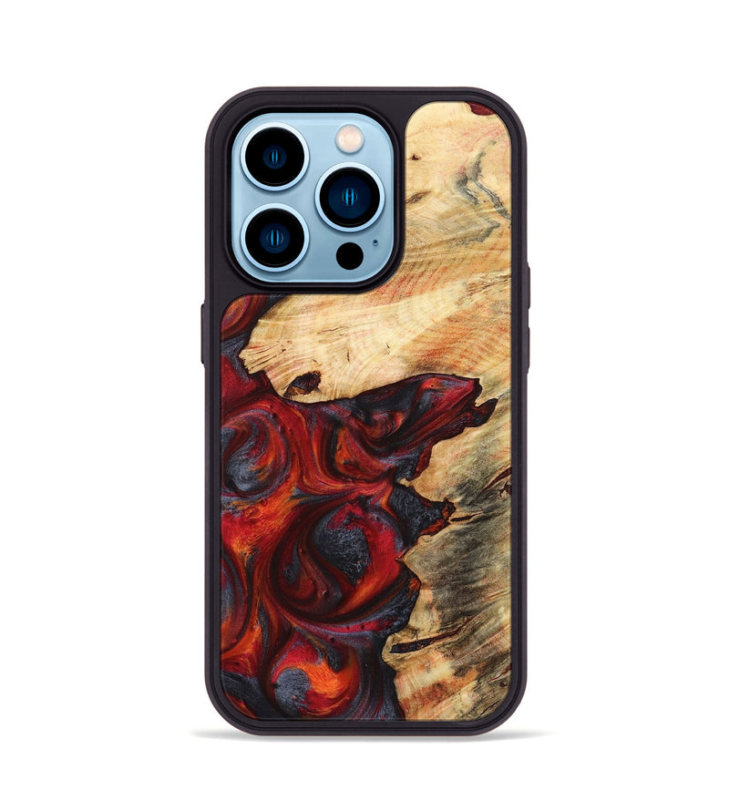 iPhone 14 Pro Wood+Resin Phone Case - Ashlee (Red, 719597)