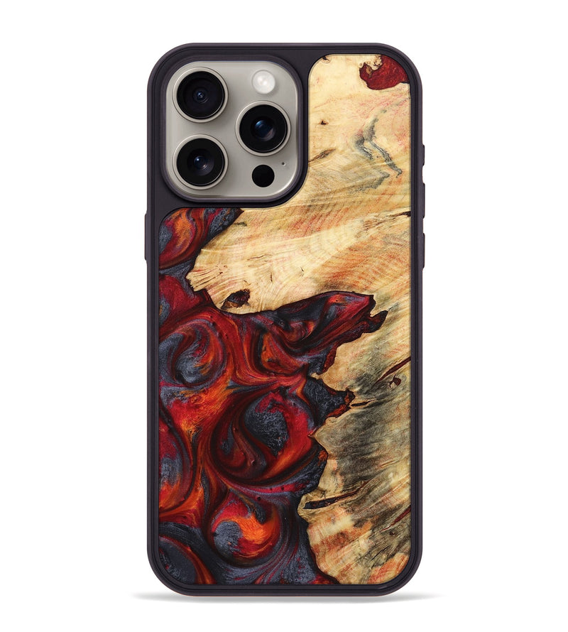 iPhone 15 Pro Max Wood+Resin Phone Case - Ashlee (Red, 719597)