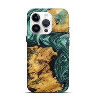 iPhone 15 Pro Wood+Resin Live Edge Phone Case - Zion (Green, 719599)