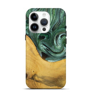 iPhone 15 Pro Wood+Resin Live Edge Phone Case - Carrie (Green, 719600)