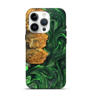 iPhone 15 Pro Wood+Resin Live Edge Phone Case - Judith (Green, 719601)