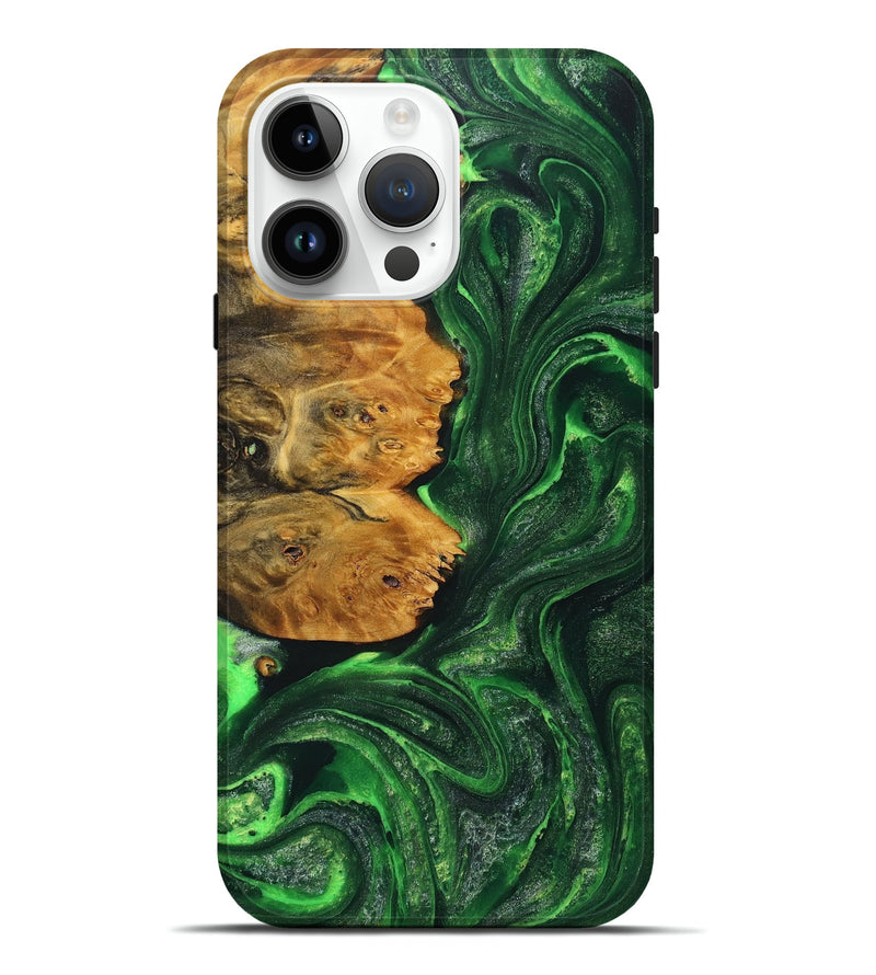 iPhone 15 Pro Max Wood+Resin Live Edge Phone Case - Judith (Green, 719601)