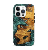 iPhone 15 Pro Wood+Resin Live Edge Phone Case - Daniel (Green, 719602)