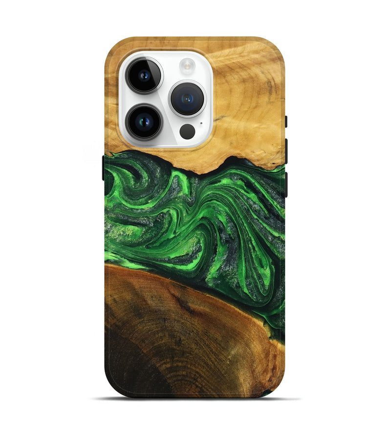 iPhone 15 Pro Wood+Resin Live Edge Phone Case - Bryce (Green, 719603)