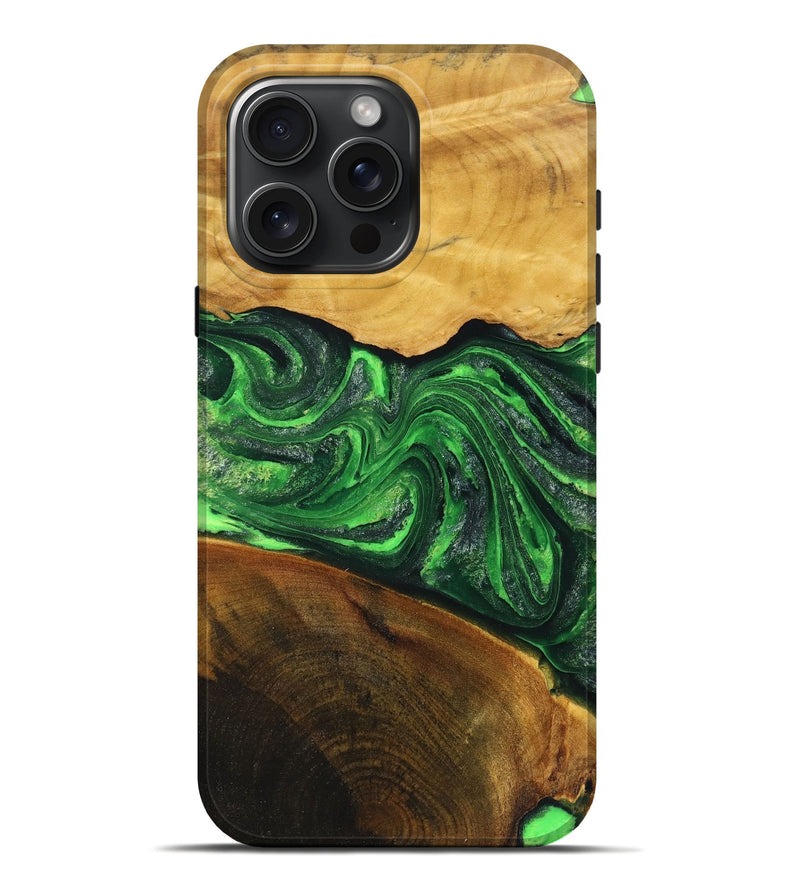 iPhone 16 Pro Max Wood+Resin Live Edge Phone Case - Bryce (Green, 719603)