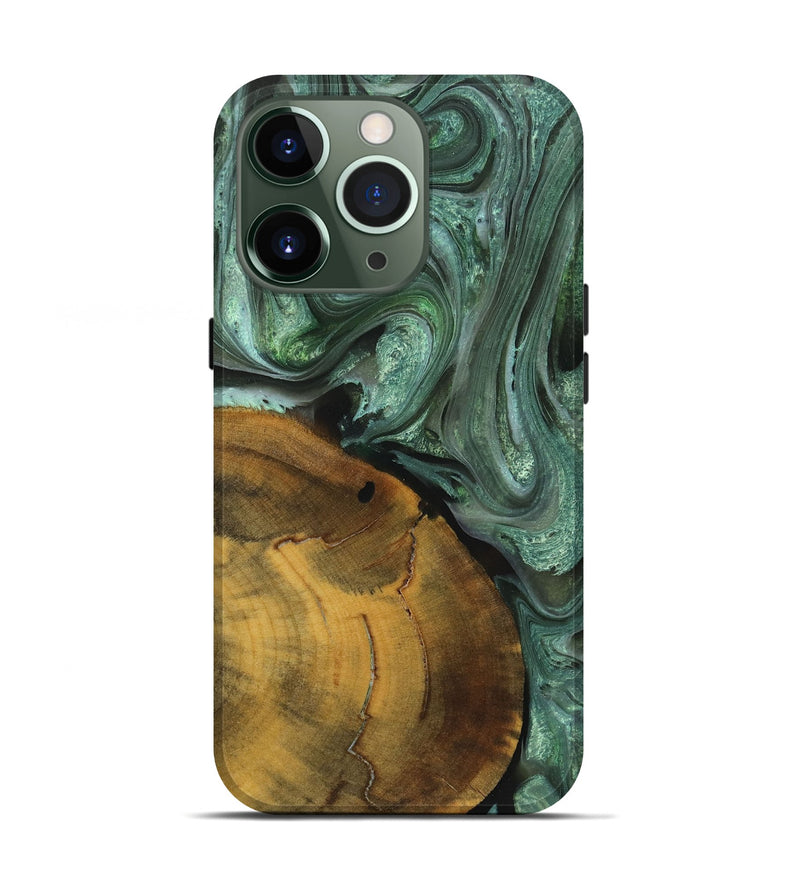 iPhone 13 Pro Wood+Resin Live Edge Phone Case - Gracelyn (Green, 719604)