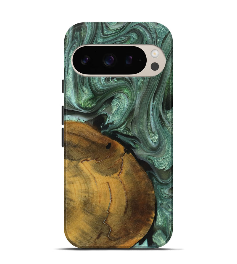 Pixel 9 Wood+Resin Live Edge Phone Case - Gracelyn (Green, 719604)