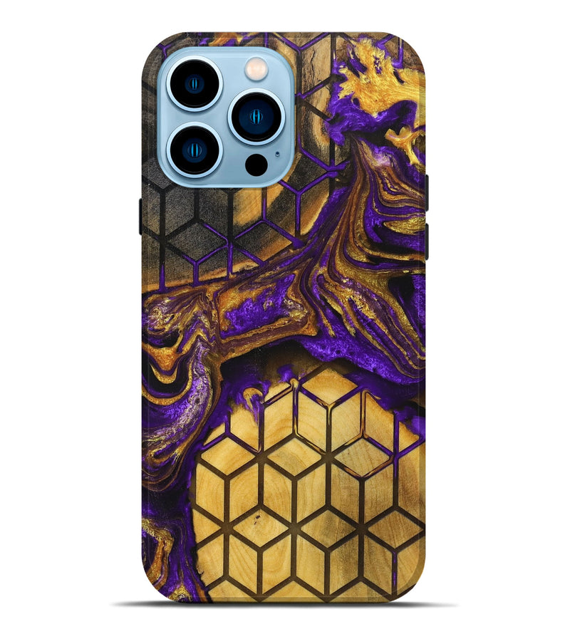 iPhone 14 Pro Max Wood+Resin Live Edge Phone Case - Mekhi (Pattern, 719612)