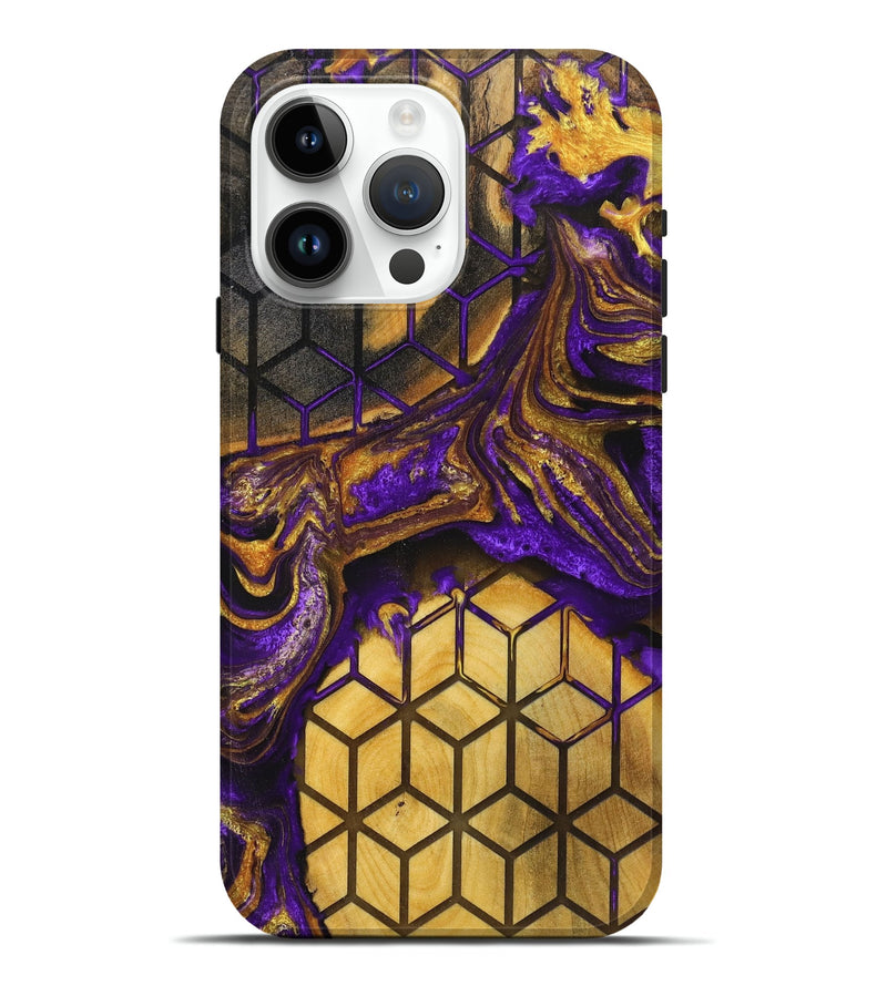 iPhone 15 Pro Max Wood+Resin Live Edge Phone Case - Mekhi (Pattern, 719612)