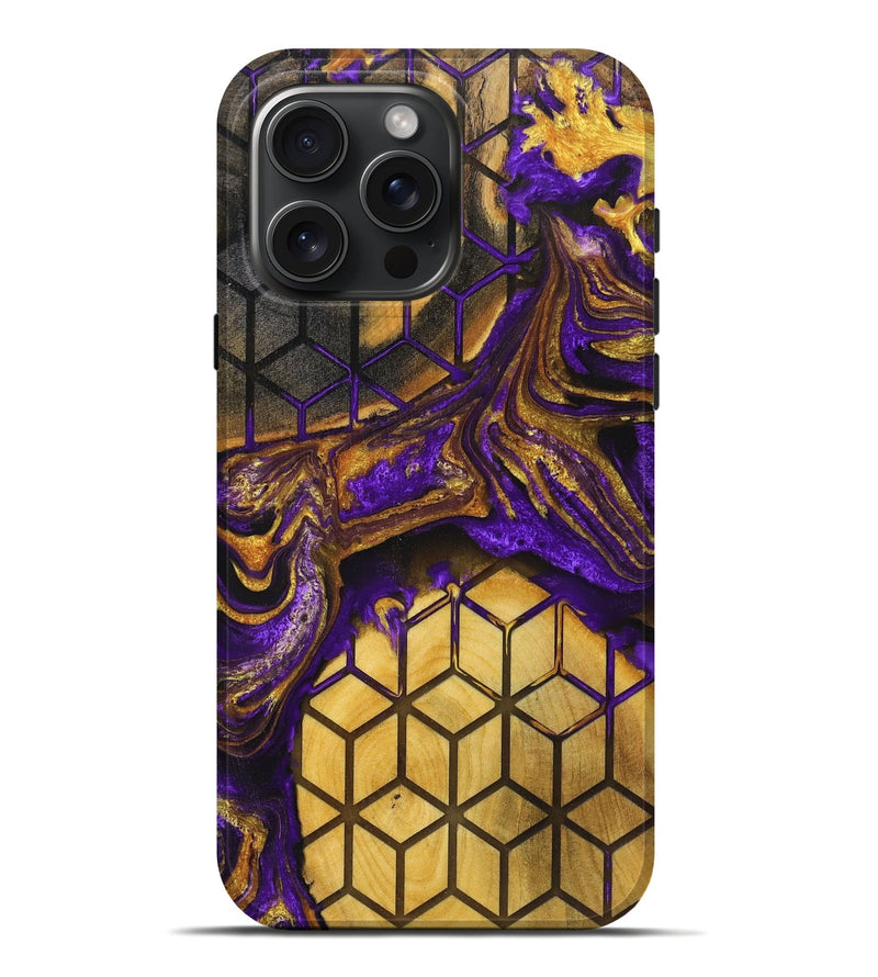 iPhone 16 Pro Max Wood+Resin Live Edge Phone Case - Mekhi (Pattern, 719612)