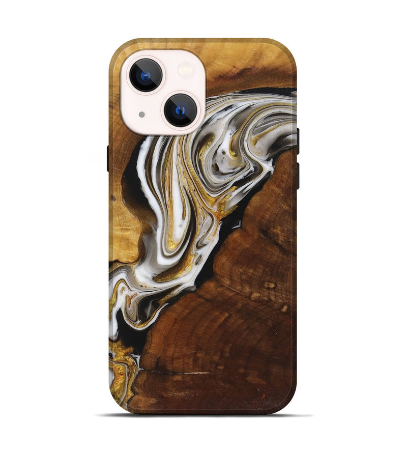 iPhone 14 Wood+Resin Live Edge Phone Case - Alexandra (Black & White, 719618)