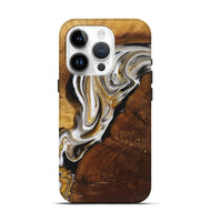 iPhone 15 Pro Wood+Resin Live Edge Phone Case - Alexandra (Black & White, 719618)