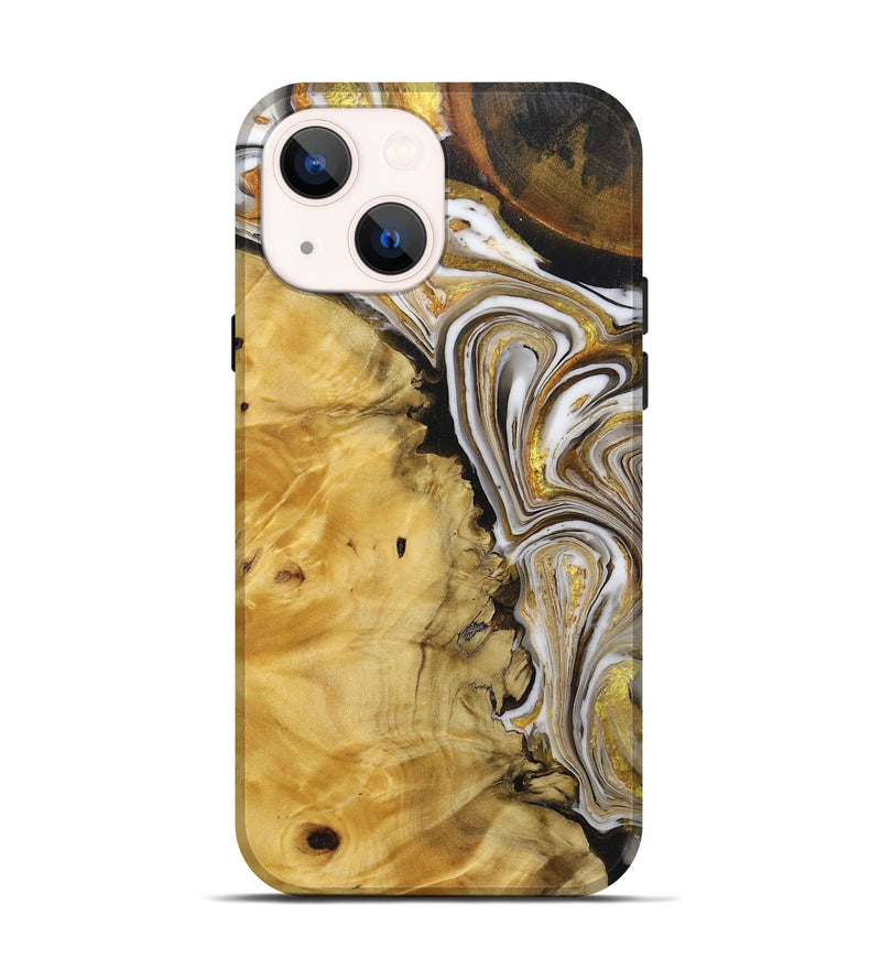 iPhone 14 Wood+Resin Live Edge Phone Case - Tabatha (Black & White, 719619)