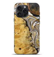 iPhone 16 Pro Max Wood+Resin Live Edge Phone Case - Tabatha (Black & White, 719619)