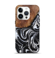 iPhone 15 Pro Wood+Resin Live Edge Phone Case - Eileen (Black & White, 719620)