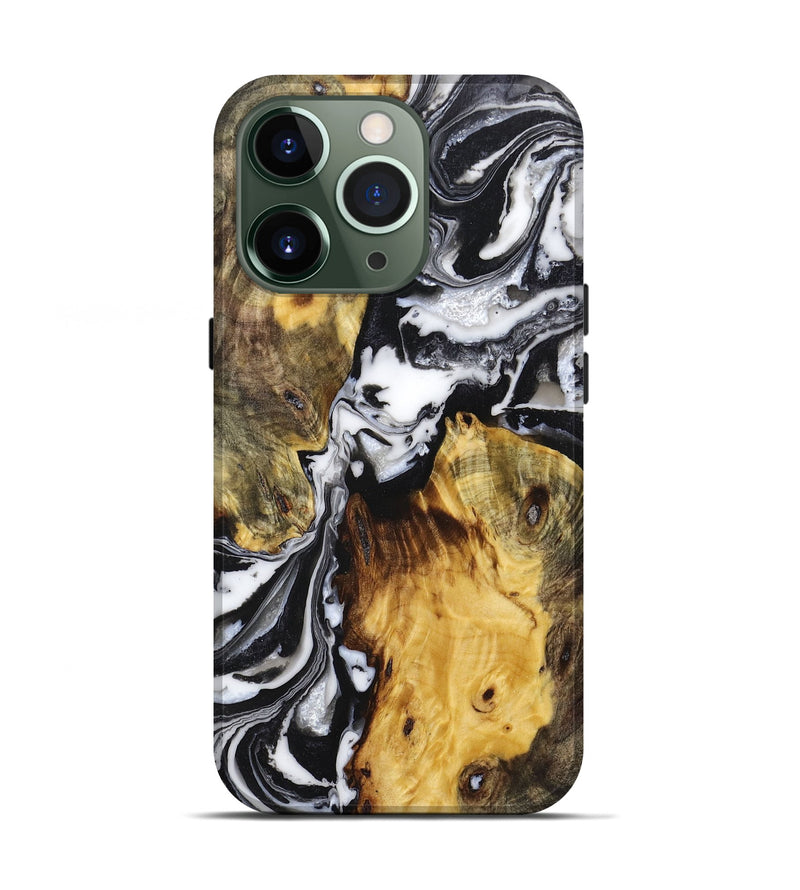 iPhone 13 Pro Wood+Resin Live Edge Phone Case - Barrett (Black & White, 719621)