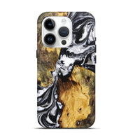 iPhone 15 Pro Wood+Resin Live Edge Phone Case - Barrett (Black & White, 719621)