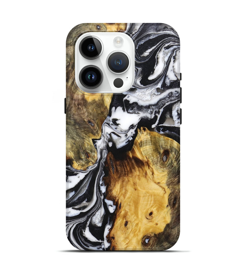 iPhone 15 Pro Wood+Resin Live Edge Phone Case - Barrett (Black & White, 719621)