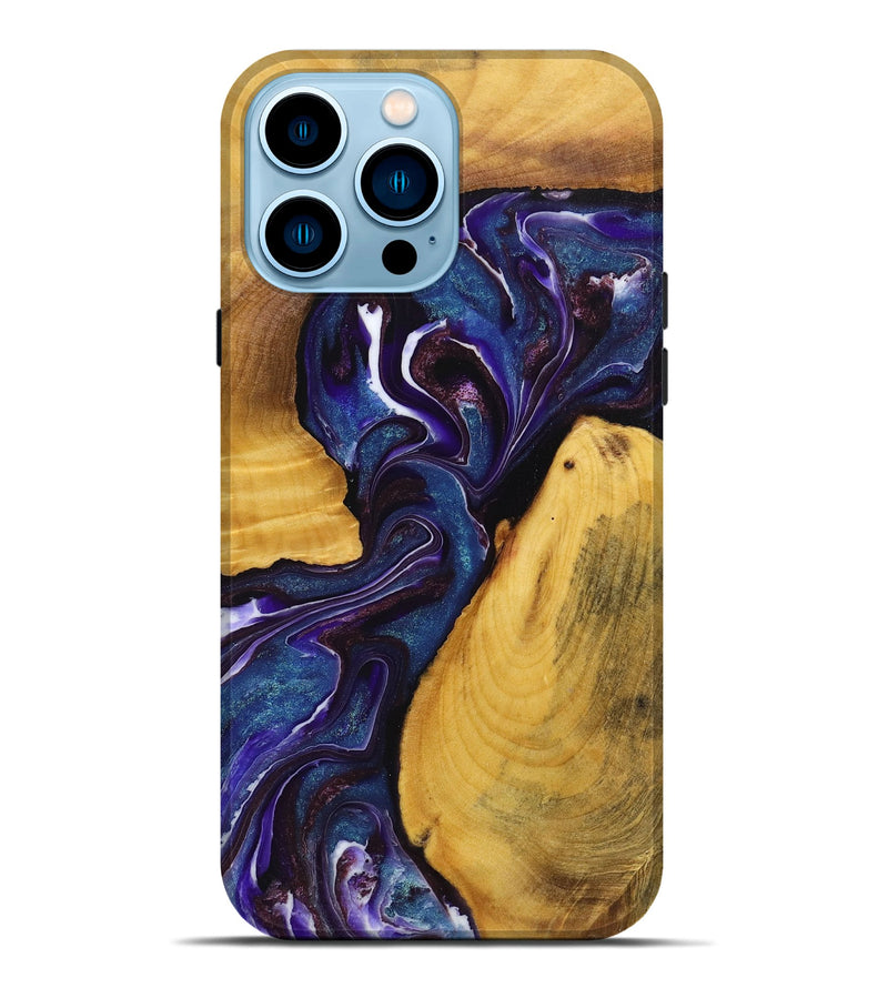 iPhone 14 Pro Max Wood+Resin Live Edge Phone Case - Woodrow (Purple, 719622)