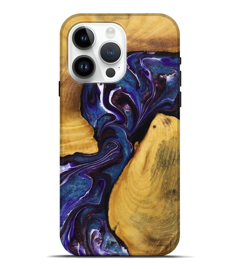 iPhone 15 Pro Max Wood+Resin Live Edge Phone Case - Woodrow (Purple, 719622)