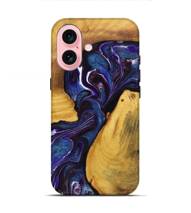 iPhone 16 Wood+Resin Live Edge Phone Case - Woodrow (Purple, 719622)