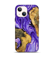 iPhone 14 Wood+Resin Live Edge Phone Case - Alison (Purple, 719624)