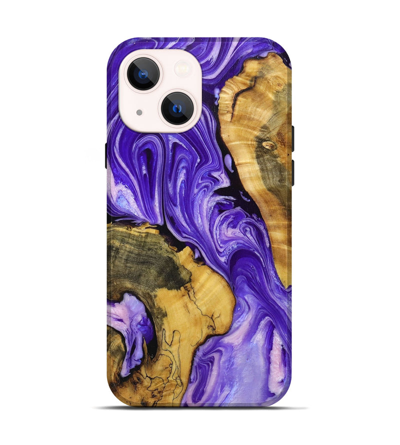 iPhone 14 Wood+Resin Live Edge Phone Case - Alison (Purple, 719624)