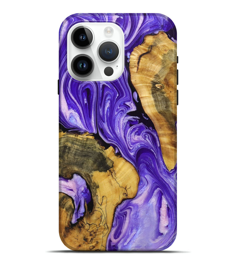 iPhone 15 Pro Max Wood+Resin Live Edge Phone Case - Alison (Purple, 719624)