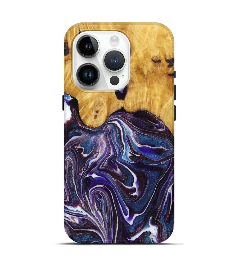 iPhone 15 Pro Wood+Resin Live Edge Phone Case - Don (Purple, 719625)