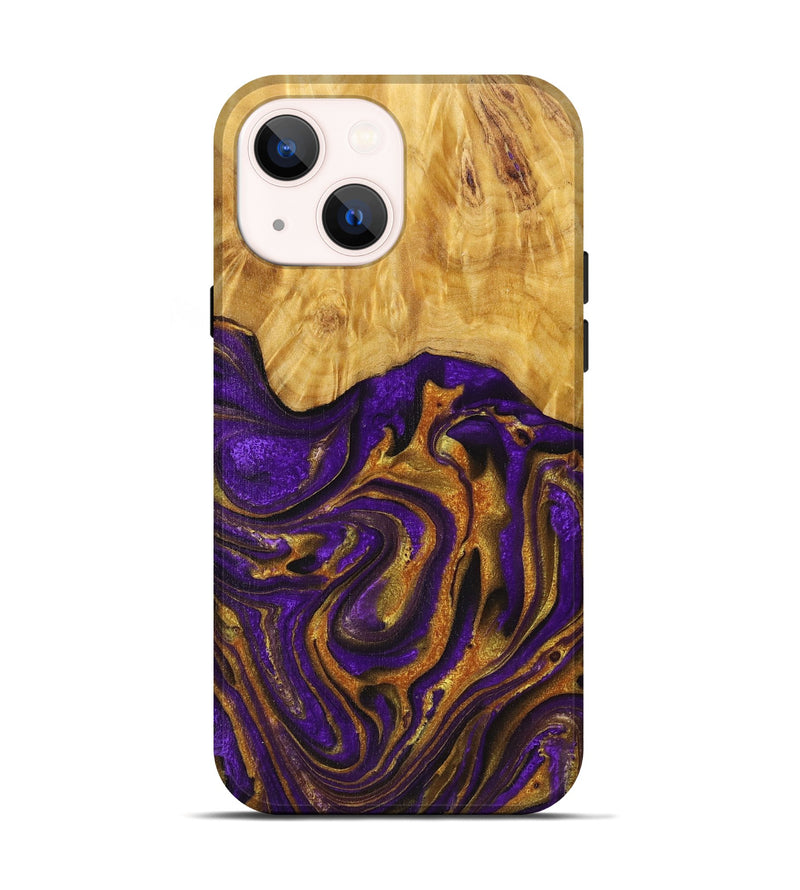 iPhone 14 Wood+Resin Live Edge Phone Case - Raul (Purple, 719626)