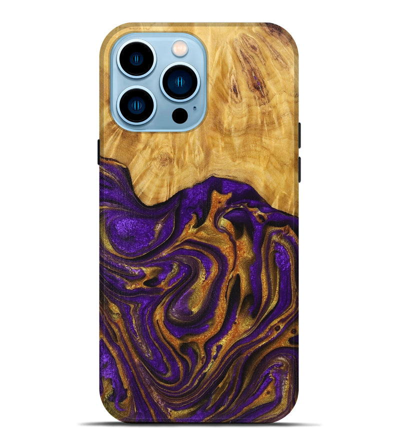 iPhone 14 Pro Max Wood+Resin Live Edge Phone Case - Raul (Purple, 719626)