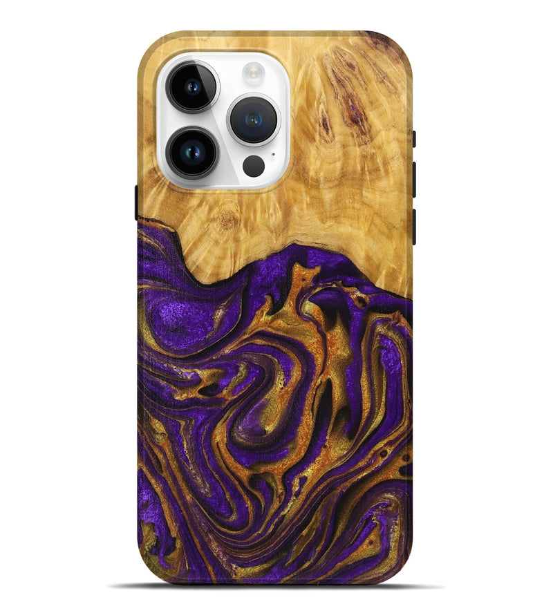 iPhone 15 Pro Max Wood+Resin Live Edge Phone Case - Raul (Purple, 719626)