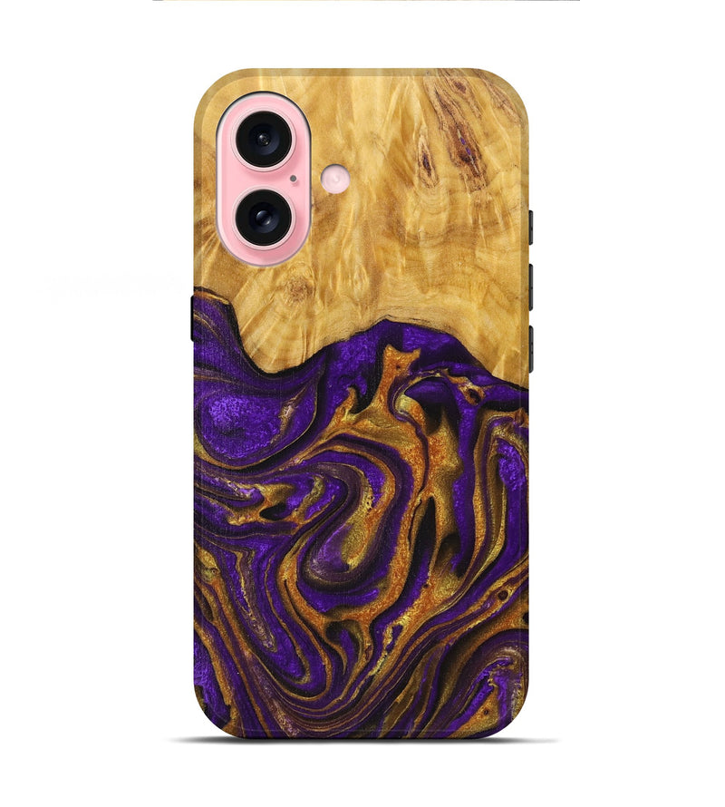 iPhone 16 Wood+Resin Live Edge Phone Case - Raul (Purple, 719626)