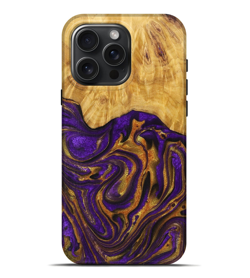 iPhone 16 Pro Max Wood+Resin Live Edge Phone Case - Raul (Purple, 719626)