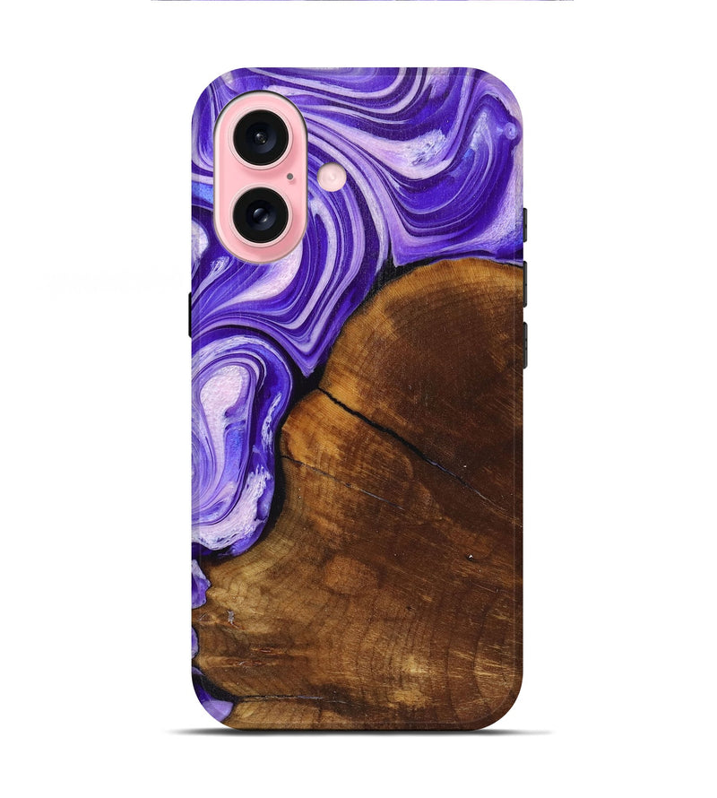 iPhone 16 Wood+Resin Live Edge Phone Case - Bodhi (Purple, 719627)