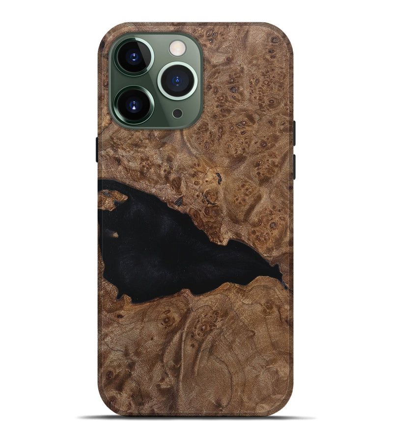 iPhone 13 Pro Max Wood+Resin Live Edge Phone Case - Ryker (Pure Black, 719629)