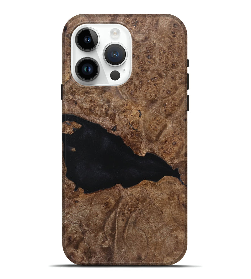 iPhone 15 Pro Max Wood+Resin Live Edge Phone Case - Ryker (Pure Black, 719629)