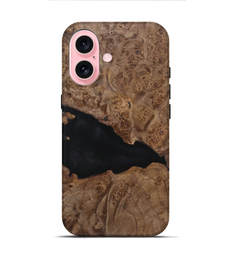 iPhone 16 Wood+Resin Live Edge Phone Case - Ryker (Pure Black, 719629)