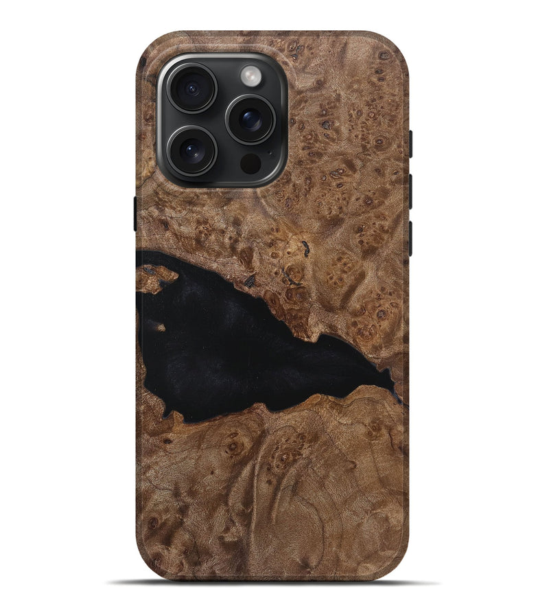 iPhone 16 Pro Max Wood+Resin Live Edge Phone Case - Ryker (Pure Black, 719629)