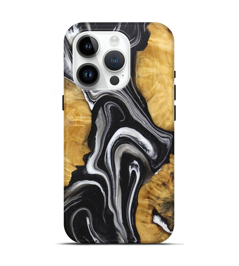 iPhone 15 Pro Wood+Resin Live Edge Phone Case - Philip (Black & White, 719633)