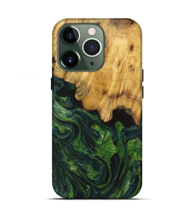 iPhone 13 Pro Wood+Resin Live Edge Phone Case - Yvette (Green, 719634)