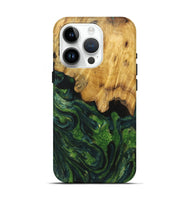 iPhone 15 Pro Wood+Resin Live Edge Phone Case - Yvette (Green, 719634)