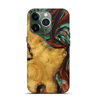 iPhone 13 Pro Wood+Resin Live Edge Phone Case - Benny (Teal & Gold, 719635)