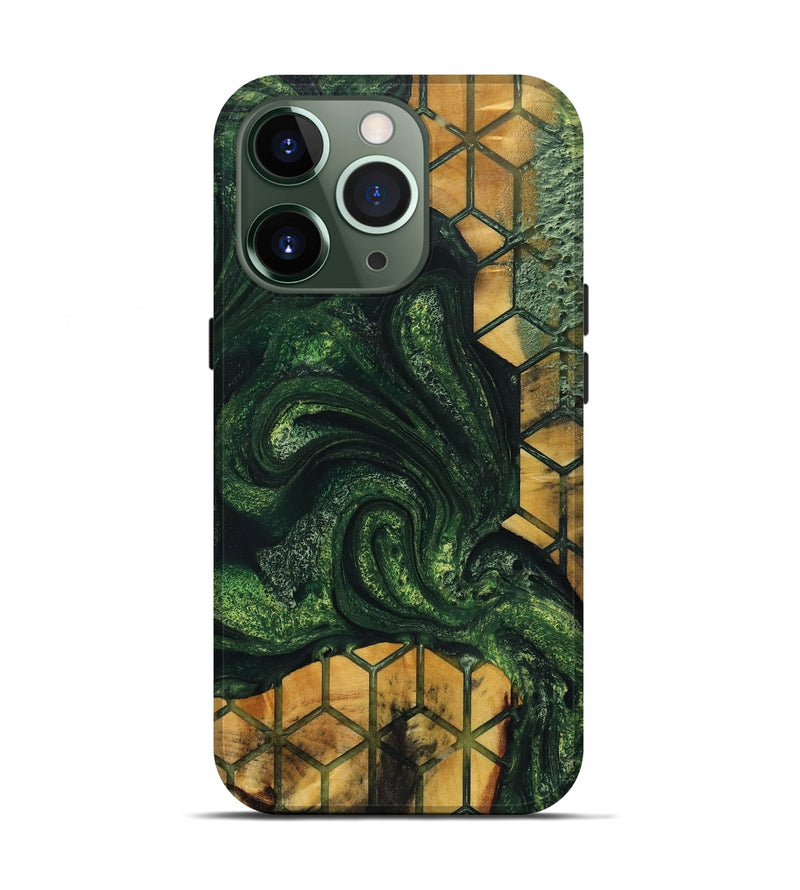 iPhone 13 Pro Wood+Resin Live Edge Phone Case - Mackenzie (Green, 719638)