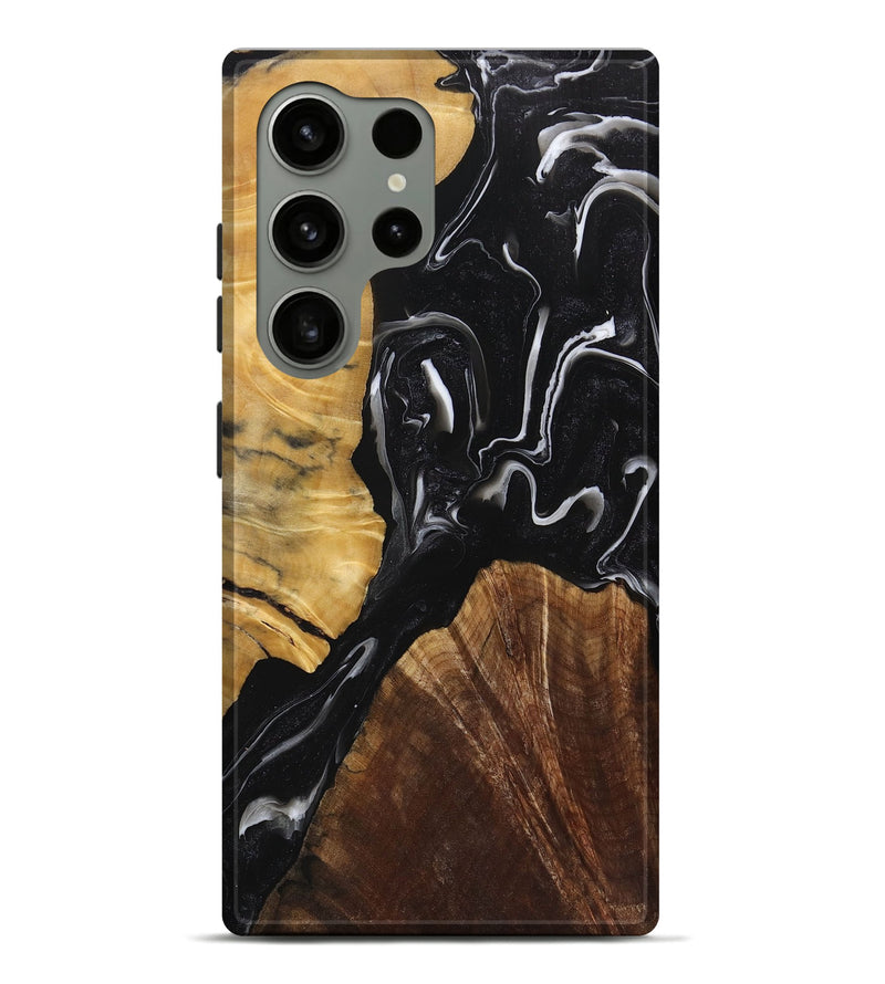 Galaxy S24 Ultra Wood+Resin Live Edge Phone Case - Mike (Black & White, 719789)