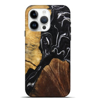 iPhone 15 Pro Max Wood+Resin Live Edge Phone Case - Mike (Black & White, 719789)