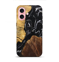 iPhone 16 Wood+Resin Live Edge Phone Case - Mike (Black & White, 719789)