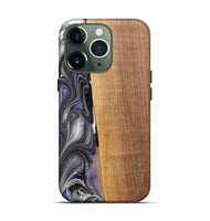 iPhone 13 Pro Wood+Resin Live Edge Phone Case - Nicolas (Black & White, 719791)