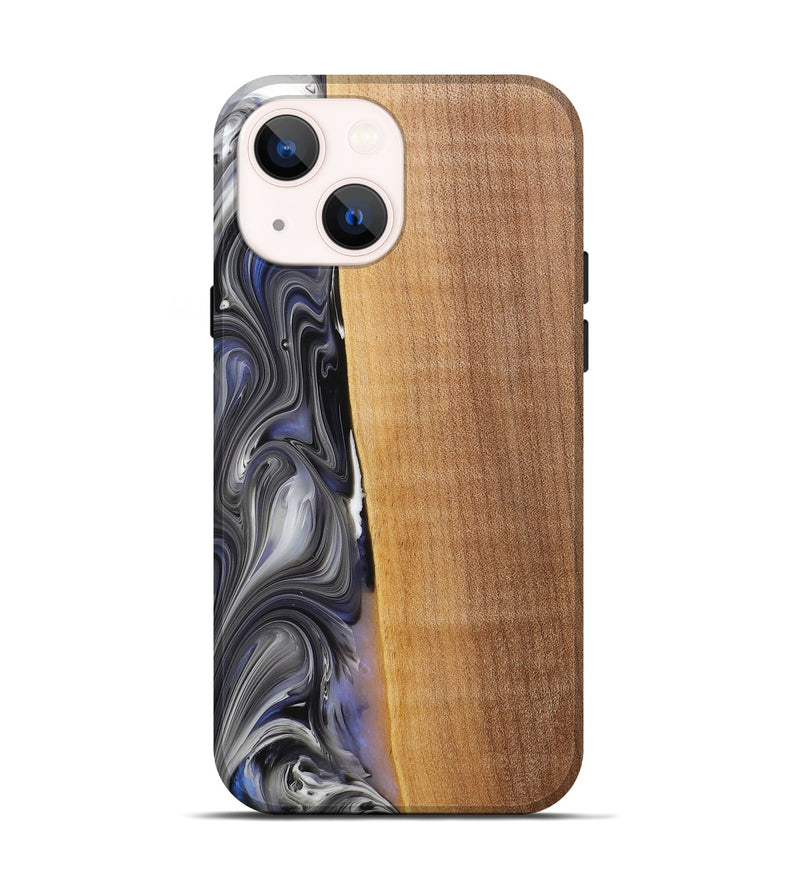 iPhone 14 Wood+Resin Live Edge Phone Case - Nicolas (Black & White, 719791)